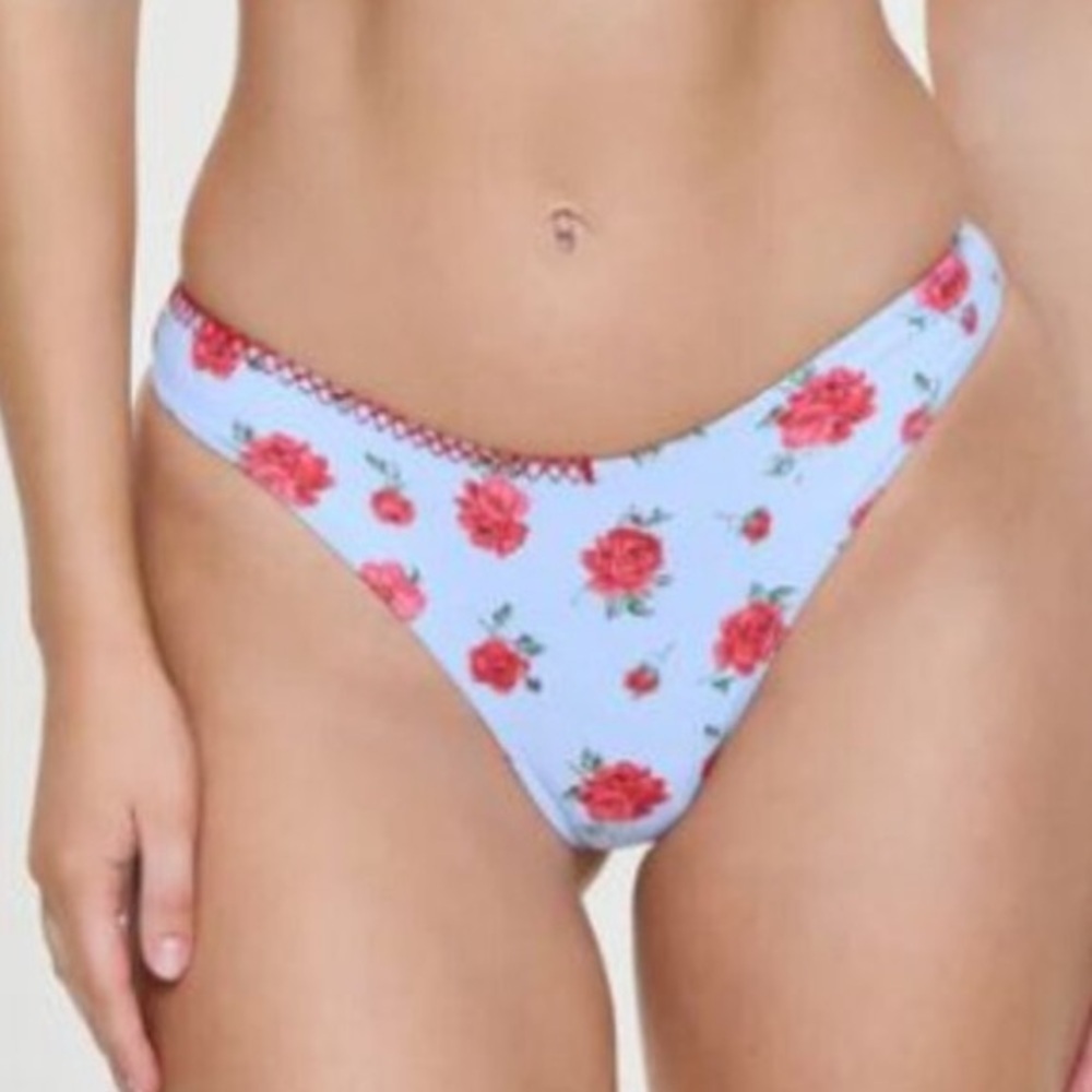 New! Frankie’s Bikinis Rosewater Dove Floral Bikini Bottom Size XS 38030